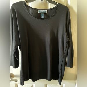 Karen Scott black 3/4 sleeve 100%cotton top